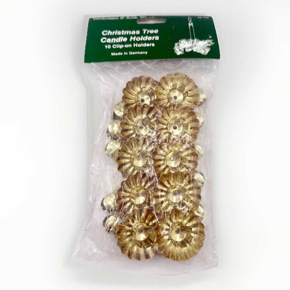Vintage Biedermann Germany Brass Christmas Tree Clip Candle Holders Set of 10